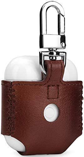 StilGut Leather Case for Apple AirPods 2. Generation, AirPods 2 Case with Carabiner, Cognac Brown, Cognac - with carabiner - Image 2