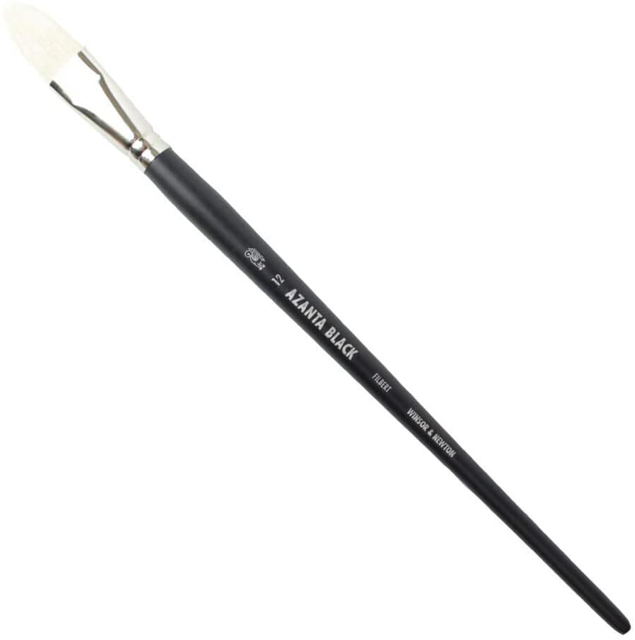Winsor & Newton Azanta Black Brush for Oil and Acrylic Painting Wood, Transparent, Filbert - 17mm Nr. 10