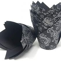 Bakery Direct Black with Silver Swirl Muffin Tulip Wraps Cupcake Cases WraBakery Direct Black with Silver Swirl Muffin Tulip Wraps Cupcake Cases Wrap (200)