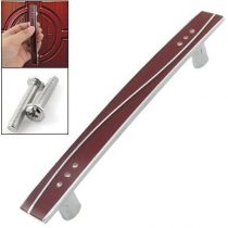 Metal 5" Length Silver Tone Red Rectangle Door Pull Handle Knobs