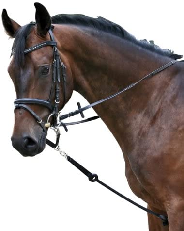 PFIFF Black Plastic Bumper Reins, warmblood