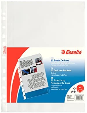 Esselte Perforated Envelopes, Copy Safe de Luxe, Transparent, Document Holder A4 PP antiriflesso, f.to A4