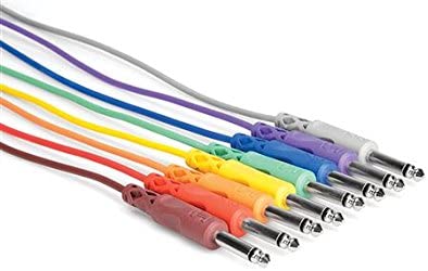 HosaTech CPP-890 3ft 1/4 inch TS to Same Unbalanced Patch Cable, Multi Color, 3'
