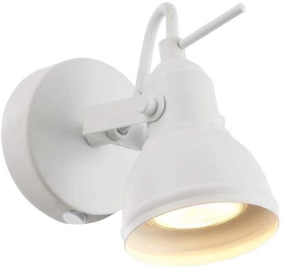 Unique Industrial Designed Matt White Switched Wall Spot Light Adjustable in All Directions by Happy Homewares