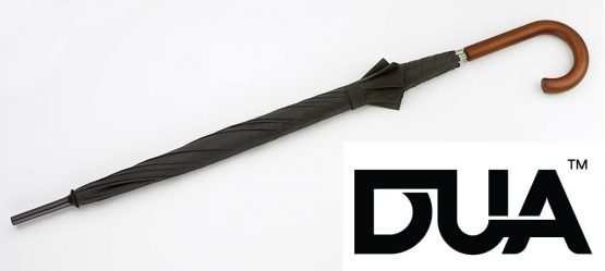 DUA Mens Walking Length Black Umbrella with Wood Handle - Image 4