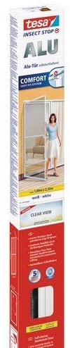 tesa UK Mosquito, Fly And Insect Screen Doors 1 M X 2.2 M (max) White, Clear, (55192-00002-00), 1,0m:2,2m