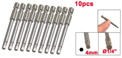sourcing map 10 Pcs 1/4" x 65mm x 4.6mm x 4mm Magnetic Hex Hexagon Screwdriver Bits Gray, Variety pack - Image 2