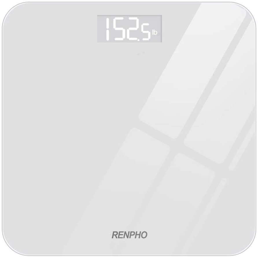 RENPHO Digital Bathroom Scales Weighing Scale with High Precision Sensors Body Weight Scale (Stone/lb/kg) - White, Core 1S