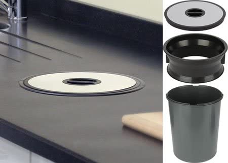 Worktop Mounted waste bin, 13 litres, Black