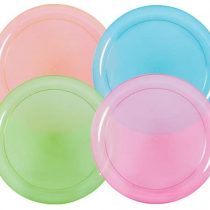 Hard Plastic Plates, 9-Inch Round, Party/Luncheon Plates, Assorted Neon, 20-Count