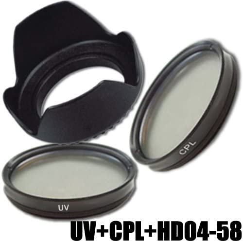 HD04 82mm Slim Circular Polarising Filter Polarizer CPL82 CP-L Crown Shaped Tulip Flower Lens Hood 82 mm DynaSun Set CPL Slim Lens Protector Ultra Violet Filter UV82 UV