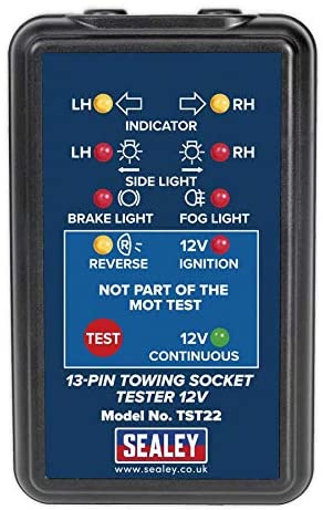 Sealey Tst22 13-Pin Towing Socket Tester 12V - Vosa Approved, White, 8.8 x 15.8 x 24.9 cm - Image 3