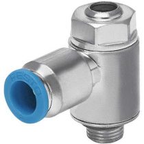 Festo GRLA-1/8-QS-4-D One-Way Flow Control Valve, Threaded, One-Way Flow Control Function for Exhaust Air, 0.2-10 bar Pressure