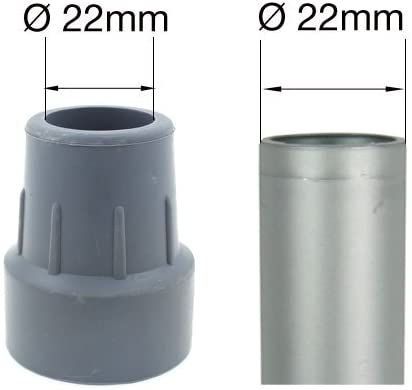 Qty: 8x 22mm 7/8" Heavy Duty Rubber Ferrules For Crutches - Grey - By Lifeswonderful® - Image 3