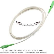 Acobonline Fiber Optic Cable SC/APC to SC/APC Single Mode Simplex 9/125, Movistar Jazztel Operators Vodafone Orange Amena Masmovil Yoigo Blanco 3M
