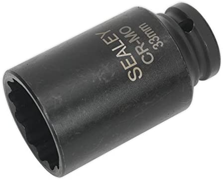Sealey Sx0041 Impact Socket 33Mm Bi-Hex Deep 1/2Sq Drive, Black