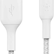 Belkin Braided Lightning Cable (Boost Charge Lightning to USB Cable for iPhone, iPad, AirPods) MFi-Certified iPhone Charging Cable, Braided Lightning Cable (1m, White) ,CAA002bt1MWH