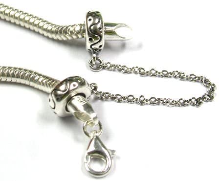 Queenberry Sterling Silver Round Rubber Stopper European-style Bead Charm with Safety Chain, 10-October - Image 2