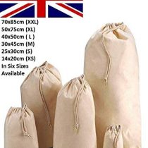 IMFAA Plain Drawstring/Sack/Stocking/Storage/Laundry/Muslin 100% Cotton Shopping Bags in 6 Sizes(5, X Large(50x75) CM)