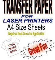 Laser & Copier Printable T Shirt & Fabric Transfer Paper for Light Fabrics 10 A4 Sheets