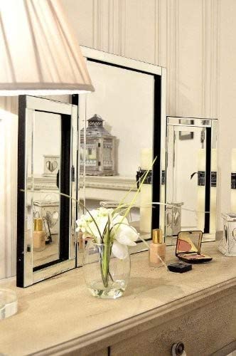 Modern Design Beautiful Glass Venetian Dressing Table Mirror 1ft10 x 2ft7, Silver, 56x77