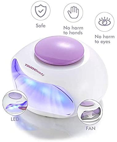 TOUCHBeauty Mini-Sized Nail Dryer with Fan and 3 LED Light for Regular Nail Polish Lamp AG-0889N, Purple - Image 2