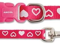 Ancol Small Bite Heart Collar Lead Set Raspberry adjusts 20-30cm