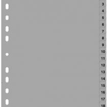 Durable 1-20 Polypropylene Index Dividers | A4 Portrait Full Covering | Pack of 20 Dividers | Grey | Made in Germany