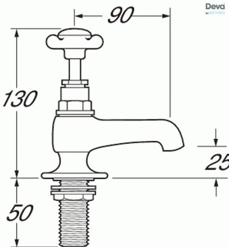 Deva CR20/501 Coronation Style Bath Taps with Gold Finish Hot & Cold Traditional Edwardian Era Cross Handle Brass Tub Pillar Bathroom Filler Tap - Image 2