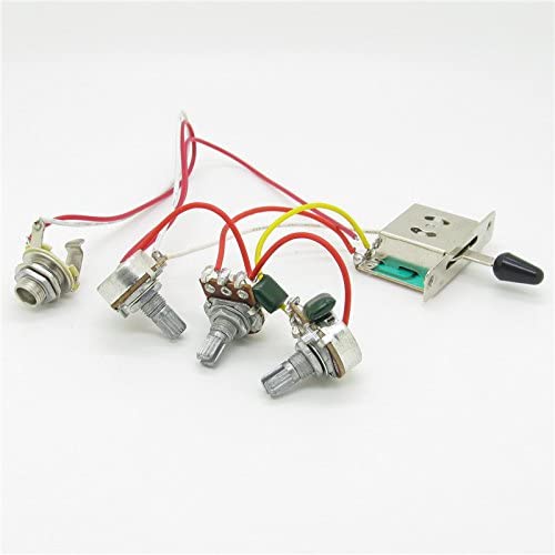 Strat Guitar Wiring Harness Prewired 3x 500k Pots 1 Volume 2 Tone Control Knobs 5 Way Switch