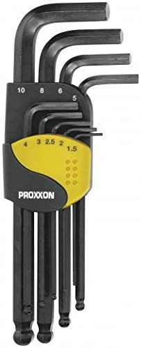 Proxxon 23946 Allen Key Set for Hexagon Socket Screws 1.5-10 mm Set of 9, Chrome