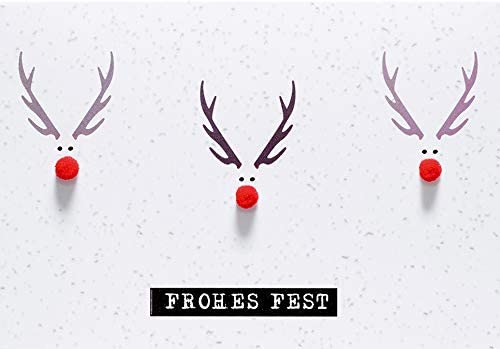 Lifestyle Christmas Card - Moose Pompoms 11.6 x 16.6 cm, Weiß