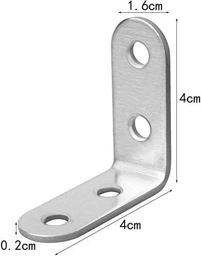 Corner Bracket,20 Pcs Stainless Steel L Bracket 90 Degree Right Angle Brackets Metal Stainless Steel Fixing Brackets,with 80 Pieces Screws(40*40mm) - Image 3
