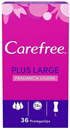 Carefree Plus Large Light Fragrance Pantyliners (36 Pack), Protects Absorbent and Breathable Daily Use