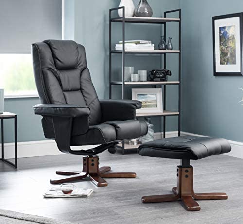 Julian Bowen Brown Fabric Malmo Recliner and Footstool, Height: 105, Width: 83, Depth: 82cm - Image 2