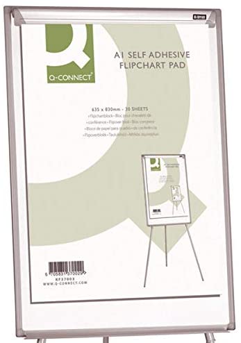 Q-Connect Self-Adhesive Flipchart Pad A1 30 Sheet (Pack of 2), White