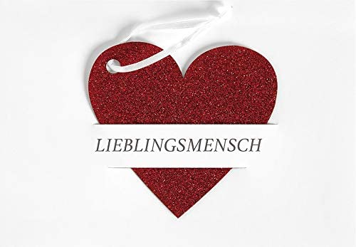 Perleberg Lifestyle Birthday Card - Heart, Pendant Ribbon Glitter - 11.6 x 16.6 cm, Red