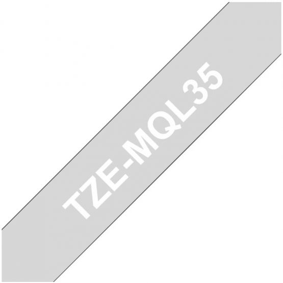 Brother TZe-MQL35 Labelling Tape Cassette, White on Matt Light Grey, 12 mm (W) x 5 m (L), Laminated, Brother Genuine Supplies - Image 2