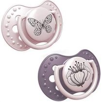LOVI 2X Baby Silicone Soother 6-18 Months | Pack of 2 | Hygenic Cover | Dynamic Tip | |Enables Free Breathing | Botanic Collection | Pink