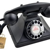 GPO 200 Classic Vintage Phone - Rotary Dial, Cloth Cord, Traditional Bell Ring Tone - Black