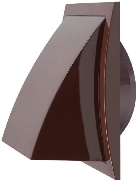Ø 125mm/190x190mm Brown Plastic Cowled Hooded Air Ventilation Wind Baffle Wall Grille 7x7inch / 5inch Air Vent Grille Gravity Flap External Ventilation Cover Ducting