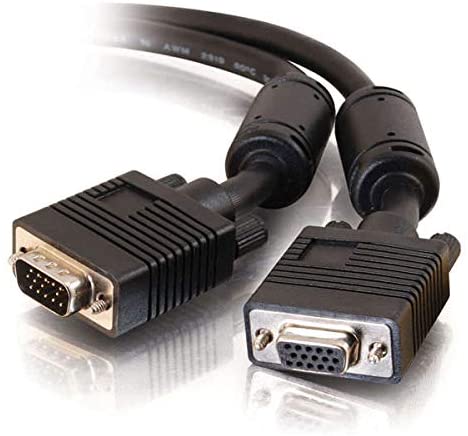 C2G 20M HD15 UXGA VGA Pro Series Monitor Cable. HD15 VGA Male to Female Computer Cable, Dark