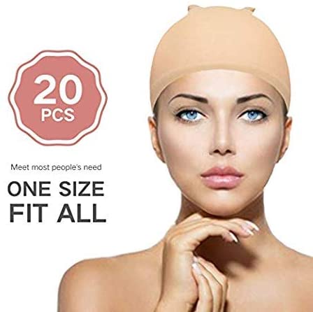 Wig Cap, MORGLES 20pcs Stretchy Nylon Wig Caps for Women Men Beige, 20 Count (Pack of 1) - Image 2