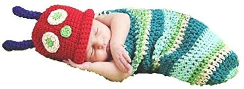 Dtailz Caterpillar, Newborn Baby phoyoshoot props outfit Girl/Boy Crochet Knit Costume Photo Photography easter Prop Hats Outfits - Image 3