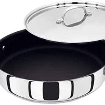 Stellar 7000 S765 Stainless Steel Non-Stick Sauteuse Pan with Lid, Twin Handles, Induction Ready, Dishwasher Safe 28cm - 10 Year Non-Stick Warranty