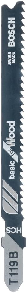 Bosch Professional 3 x Jigsaw blade T 119 B Basic for Wood (for softwood straight cut, accessories jigsaw)