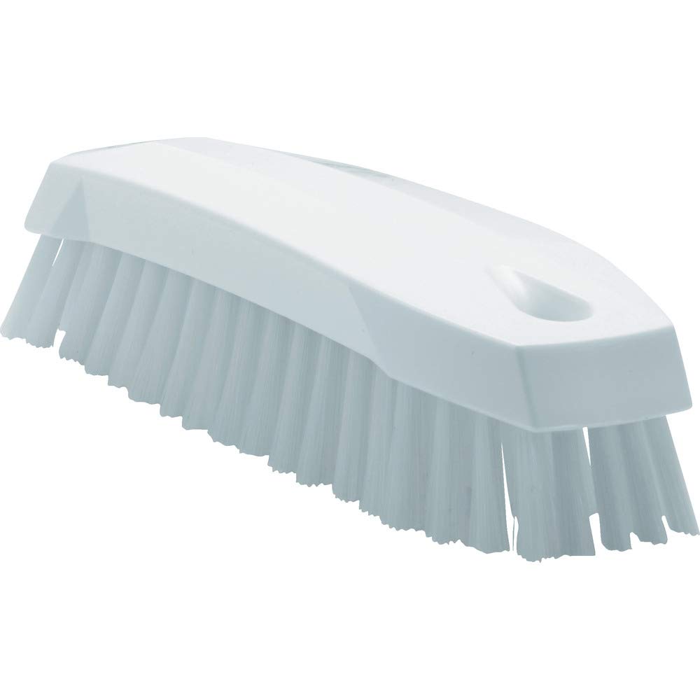 Vikan 35875 Hand-Held Scrub Brush, Polypropylene, Polyester Bristle, 7", White