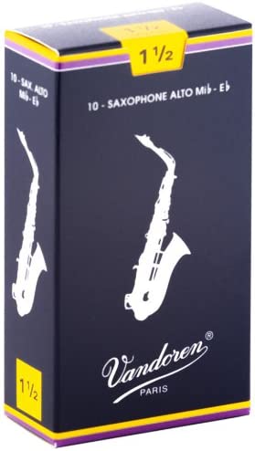 Vandoren Traditional Alto saxophone reeds, box of 10 - Strength 1,5, WOOD, Strength 1.5