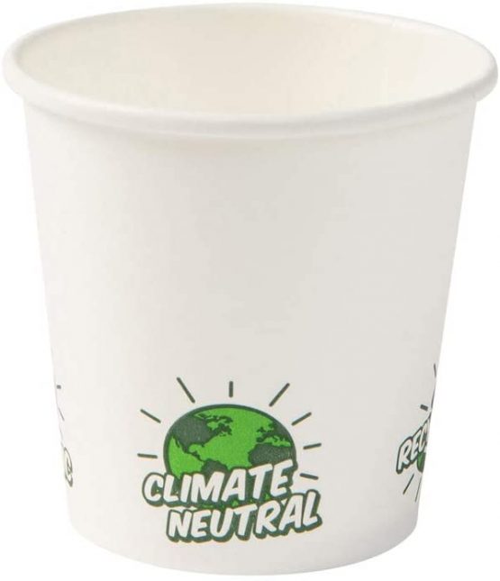 BIOZOYG Eco-Friendly Organic Disposable Cup Compostable I Paper Cup Sample Cup Espresso Paper Cup White with EcoUp© Icon and PLA Coating I 50 Beverage Cup 100 ml 4 oz
