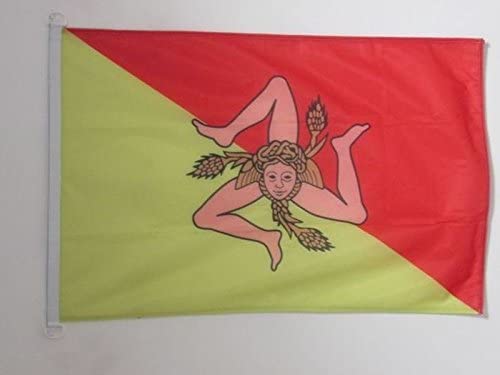 AZ FLAG, Sicily Flag, 2x3 Ft, For Outdoor, Sicilian Banner Knitted Polyester with Two Plastic Rings, Fade Resistant